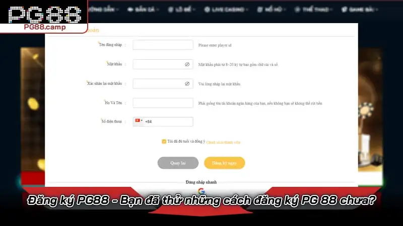 Đăng ký PG88 - Bạn đã thử những cách đăng ký PG 88 chưa?