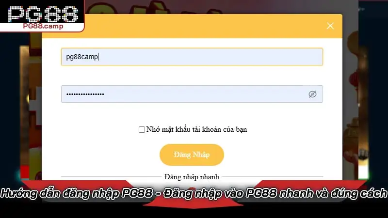 Hướng dẫn đăng nhập PG88 - Đăng nhập vào PG88 nhanh nhất