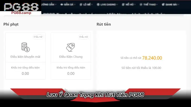Lưu Ý Quan Trọng Khi Rút Tiền PG88